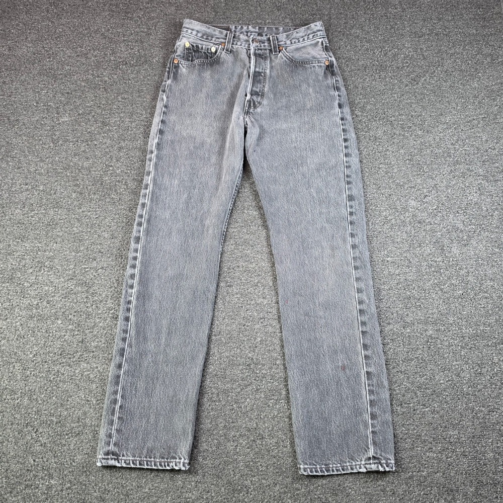 Vintage Levis 501 Jeans Gray Womens 29x30 Straight Leg Button Fly High Rise USA